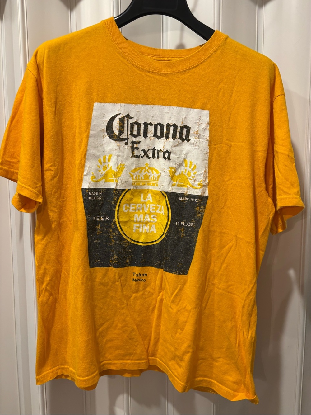 Corona Yellow Graphic Tee - Men's Short Sleeve Shirt Size Large